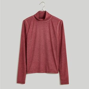Madewell semi sheer mockneck tee heather merlot size M
